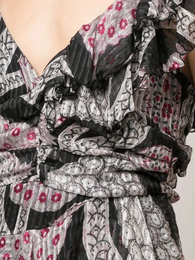 Shop Isabel Marant Printed Ruffle Dress In Black