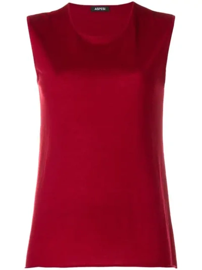 Shop Aspesi Sleeveless Knit Top In Red
