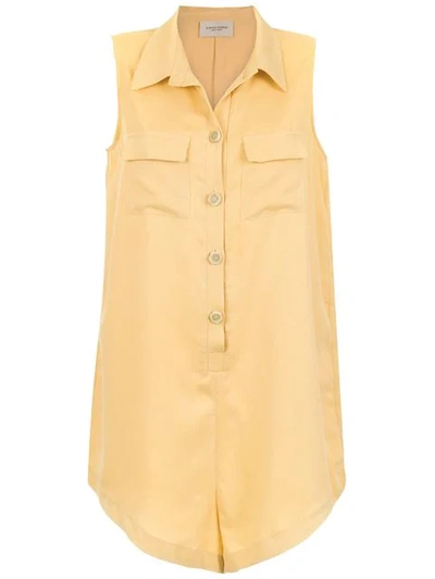 ADRIANA DEGREAS BUTTONED PLAYSUIT - 黄色