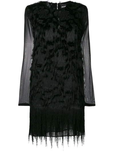 Shop Just Cavalli Feather Embellished Dress - Black