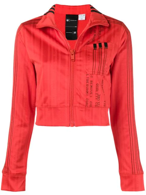 red cropped adidas jacket