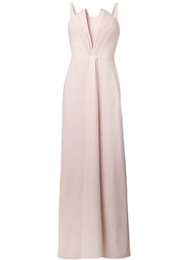 Shop Emporio Armani Pleat Detail Evening Dress In Neutrals