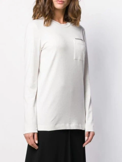 Shop Brunello Cucinelli Long Sleeved Jersey Top In White