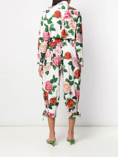Shop Dolce & Gabbana Floral Print Jumpsuit In White
