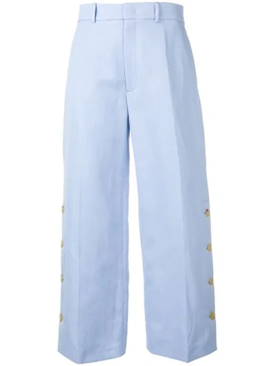 Shop Joseph Cropped Wide-leg Trousers In Blue
