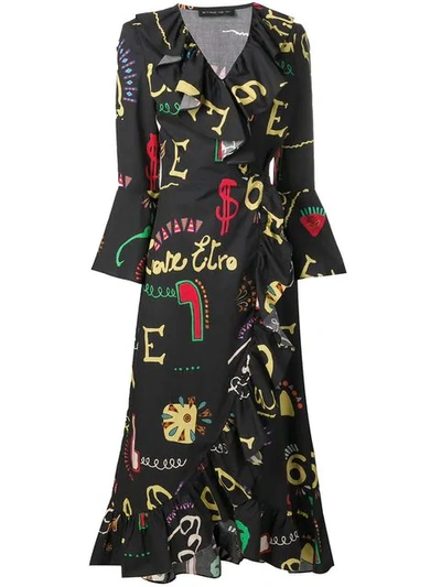 Shop Etro Ruffle Detail Dress In Black