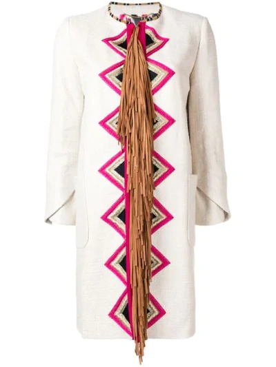 Shop Bazar Deluxe Geometric Embroidered Jacket In Neutrals