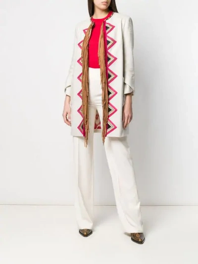 Shop Bazar Deluxe Geometric Embroidered Jacket In Neutrals