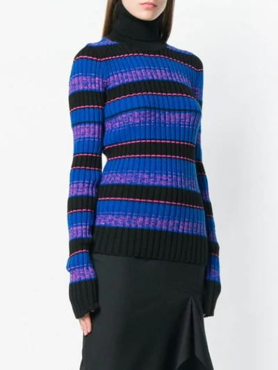 Shop Maison Margiela Striped Turtle Neck Sweater - Blue