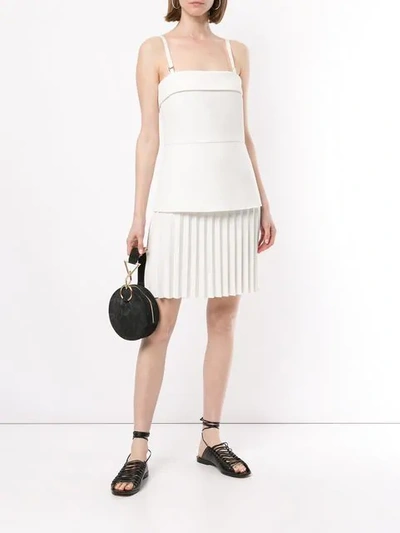 Shop Dion Lee Linear Pleat E-hook Mini Dress In White