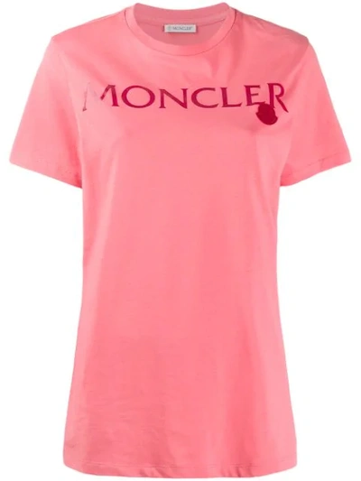 Shop Moncler Logo Print T-shirt In Pink