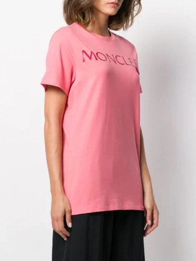 Shop Moncler Logo Print T-shirt In Pink