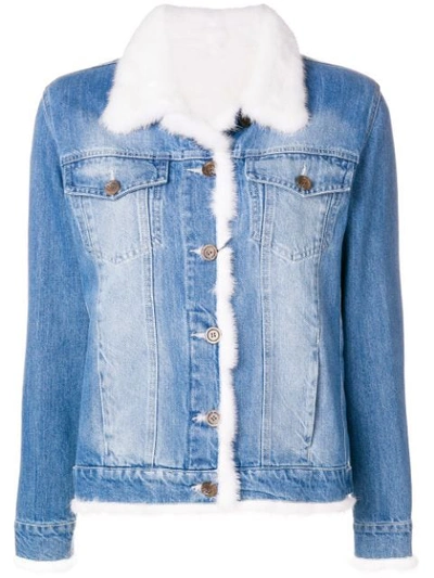 Shop Simonetta Ravizza Fur Lined Denim Jacket In Blue