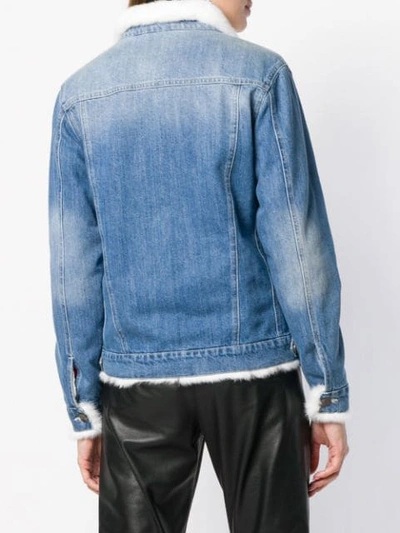 Shop Simonetta Ravizza Fur Lined Denim Jacket In Blue