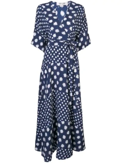 Shop Diane Von Furstenberg Polka-dot Maxi Dress In Blue ,white