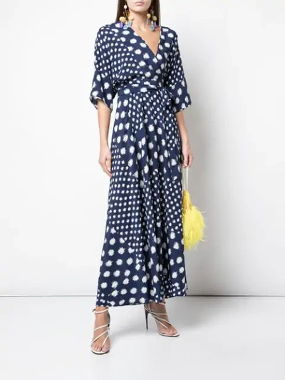 Shop Diane Von Furstenberg Polka-dot Maxi Dress In Blue ,white