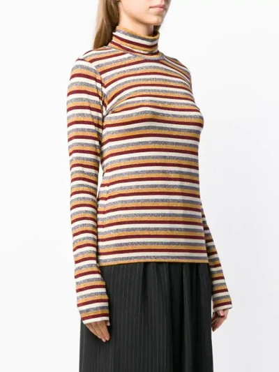 Shop Antonio Marras Stripe Metallic Turtleneck Sweater In Red