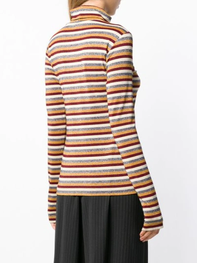 Shop Antonio Marras Stripe Metallic Turtleneck Sweater In Red