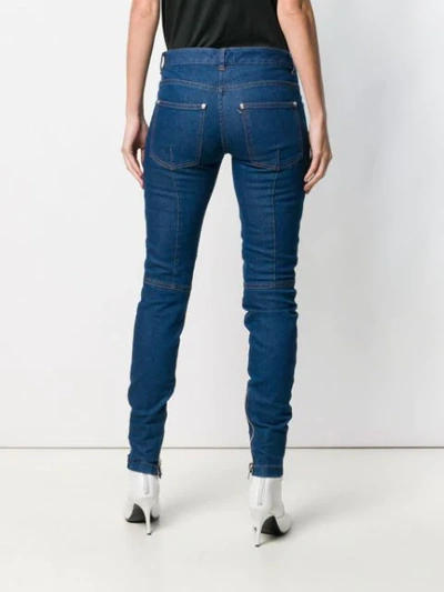 Shop Balmain Biker-detail Jeans In Blue