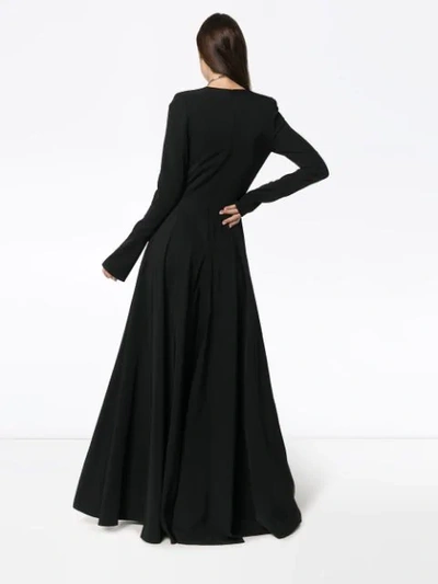 Shop Alexandre Vauthier Extreme Padded Shoulder Gown In Black