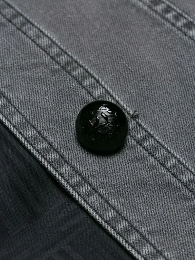 Shop Fendi Embellished Denim Jacket In Grey