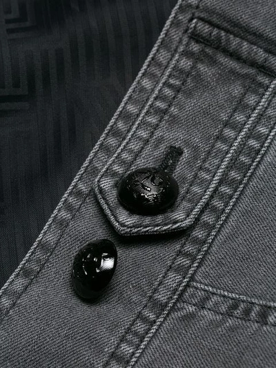 Shop Fendi Embellished Denim Jacket In Grey