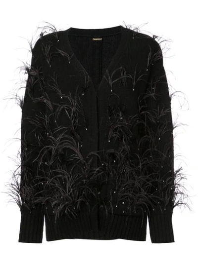 Shop Adam Lippes Feathered Cardigan In Black