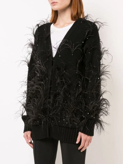 Shop Adam Lippes Feathered Cardigan In Black