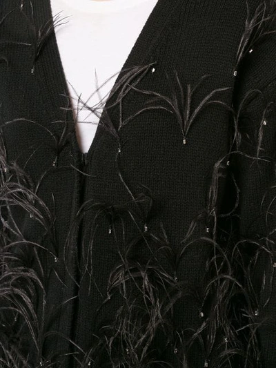 Shop Adam Lippes Feathered Cardigan In Black