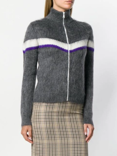 Shop N°21 Contrast Stripe Zipped Sweater In Grey