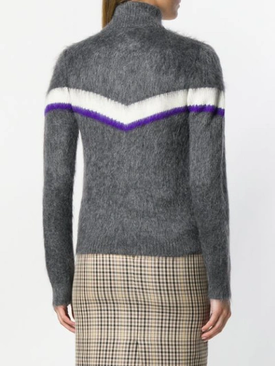 Shop N°21 Contrast Stripe Zipped Sweater In Grey