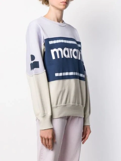 Shop Isabel Marant Étoile Panelled Logo Jumper In Light Blue