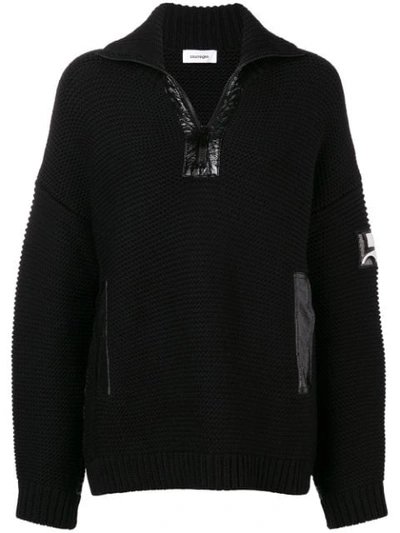 Shop Courrèges Half-zip Drop Shoulder Sweater - Black