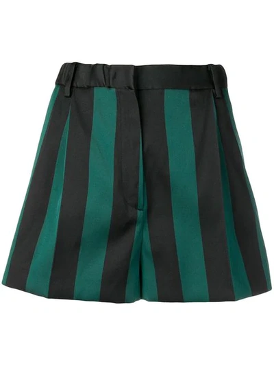 Shop N°21 Striped Short Shorts In Green