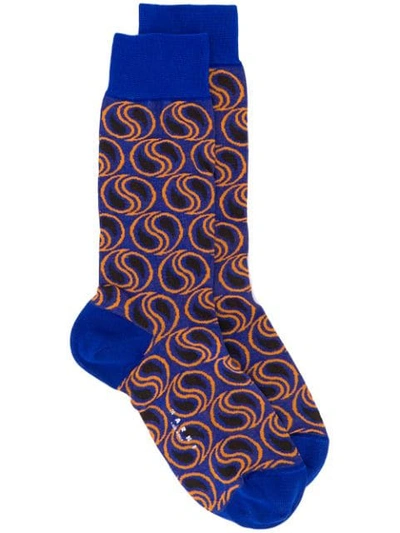 Shop Marni Patterned Socks In Tub59 Bluette