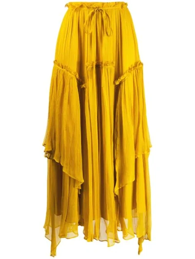 Twinset Flounce Maxi Skirt In 03718 Honey Gold