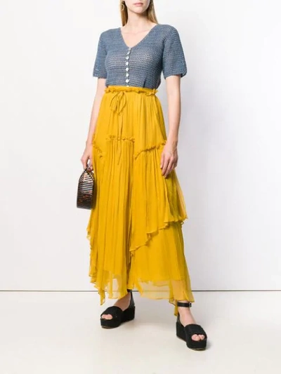 Twinset Flounce Maxi Skirt In 03718 Honey Gold
