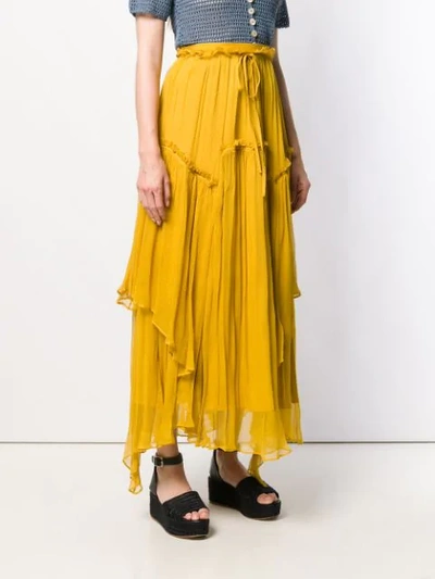 Twinset Flounce Maxi Skirt In 03718 Honey Gold
