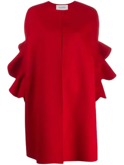 VALENTINO RUFFLED SLEEVE CAPE - 红色