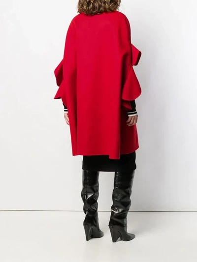 Shop Valentino Ruffled Sleeve Cape In Red