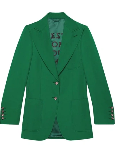 Shop Gucci Peaked Lapel Jacket In Green