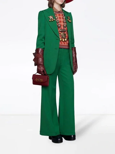 Shop Gucci Peaked Lapel Jacket In Green