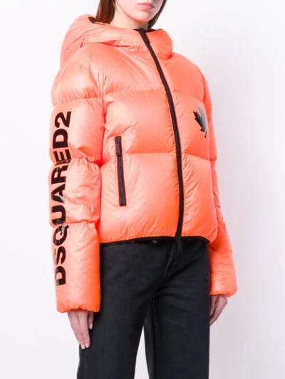 Shop Dsquared2 Hooded Puffer Jacket In 914 Orange