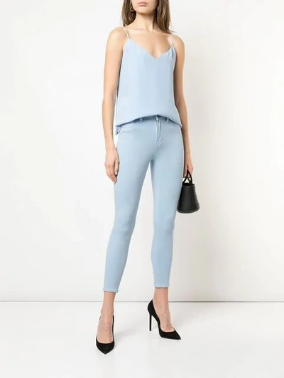 Shop L Agence Mid Rise Skinny Jeans In Blue