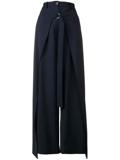 Shop Aalto Drape Wide-leg Trousers In Blue