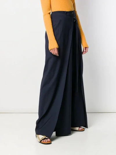 Shop Aalto Drape Wide-leg Trousers In Blue