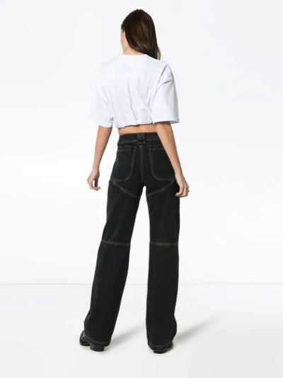 TELFAR CONTRAST STITCH BOOTCUT JEANS - 蓝色