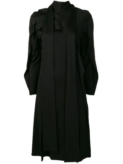 Shop Koché Panelled Long Sleeved Dress In Black