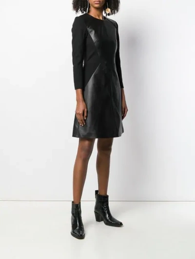 Shop Karl Lagerfeld Panelled Leather Dress In Black