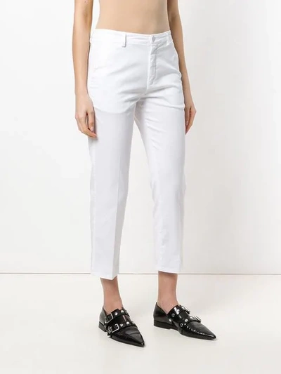 Shop Dondup Cropped Trousers In White